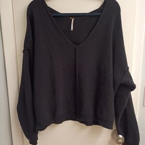 Free People Black V-Neck Sweater